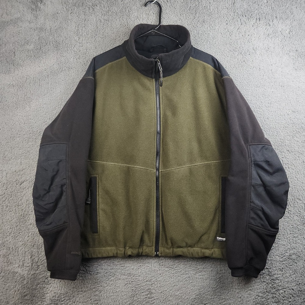 Vintage Cabelas Thinsulate Supreme Insulation Fleece Jacket Mens XL Green Black